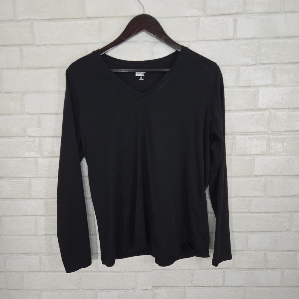 Lands'‎ End plain black long sleeve top